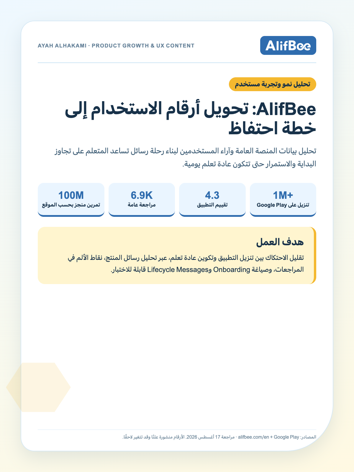 AlifBee product growth and UX analysis cover